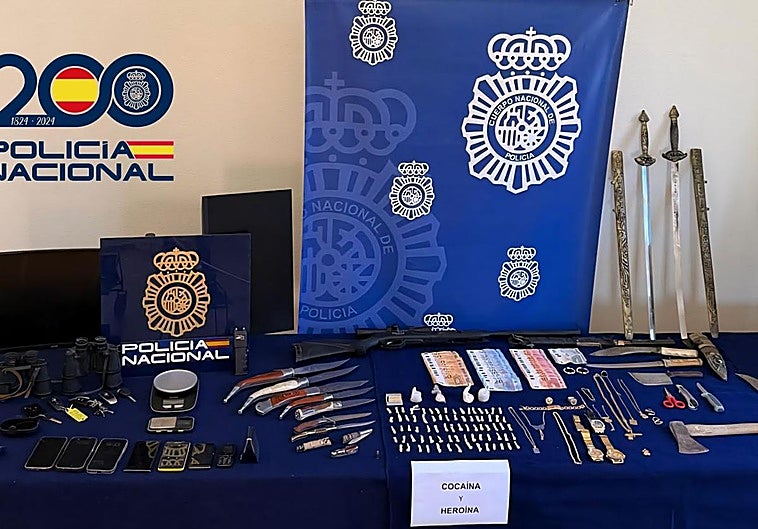 Material incautado por la Policía Nacional.