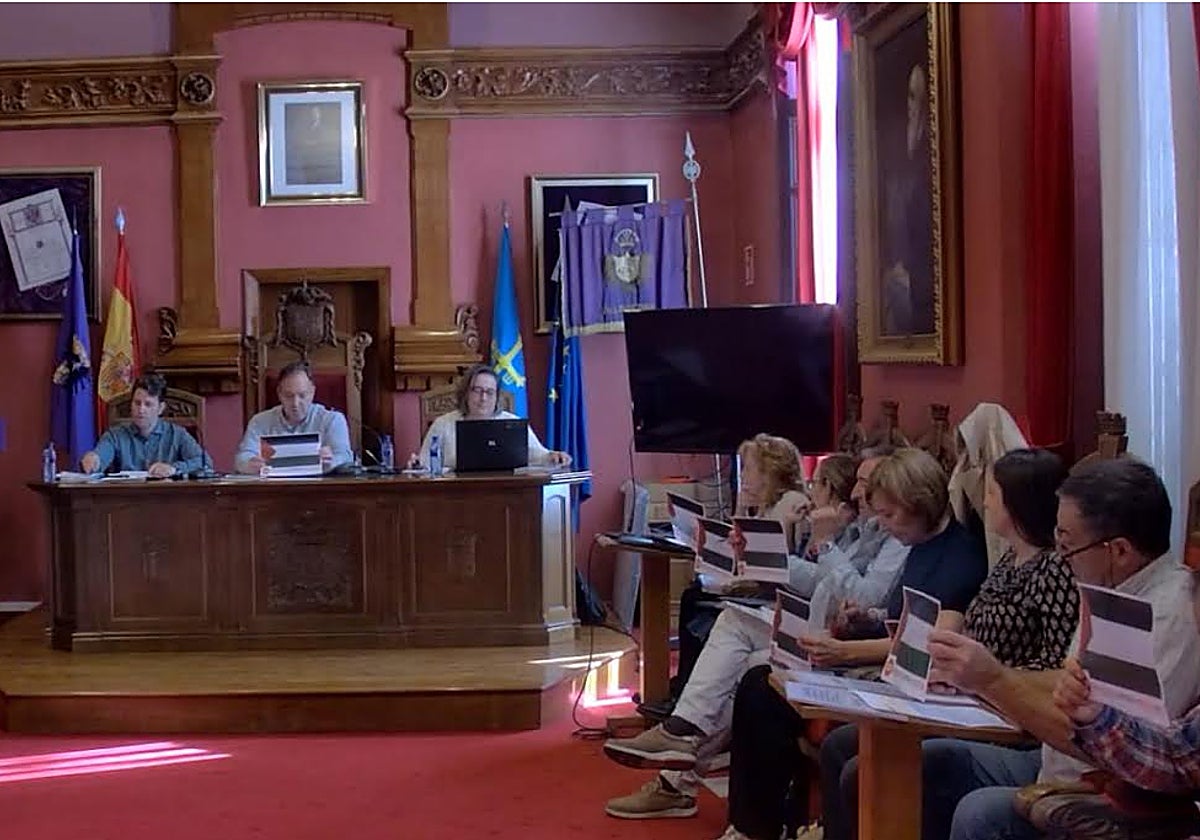 Los ediles socialistas de Villaviciosa mostrando su apoyo al pueblo Palestino