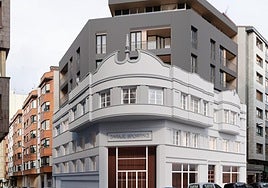 Recreación de la rehabilitación y recrecido del edificio.