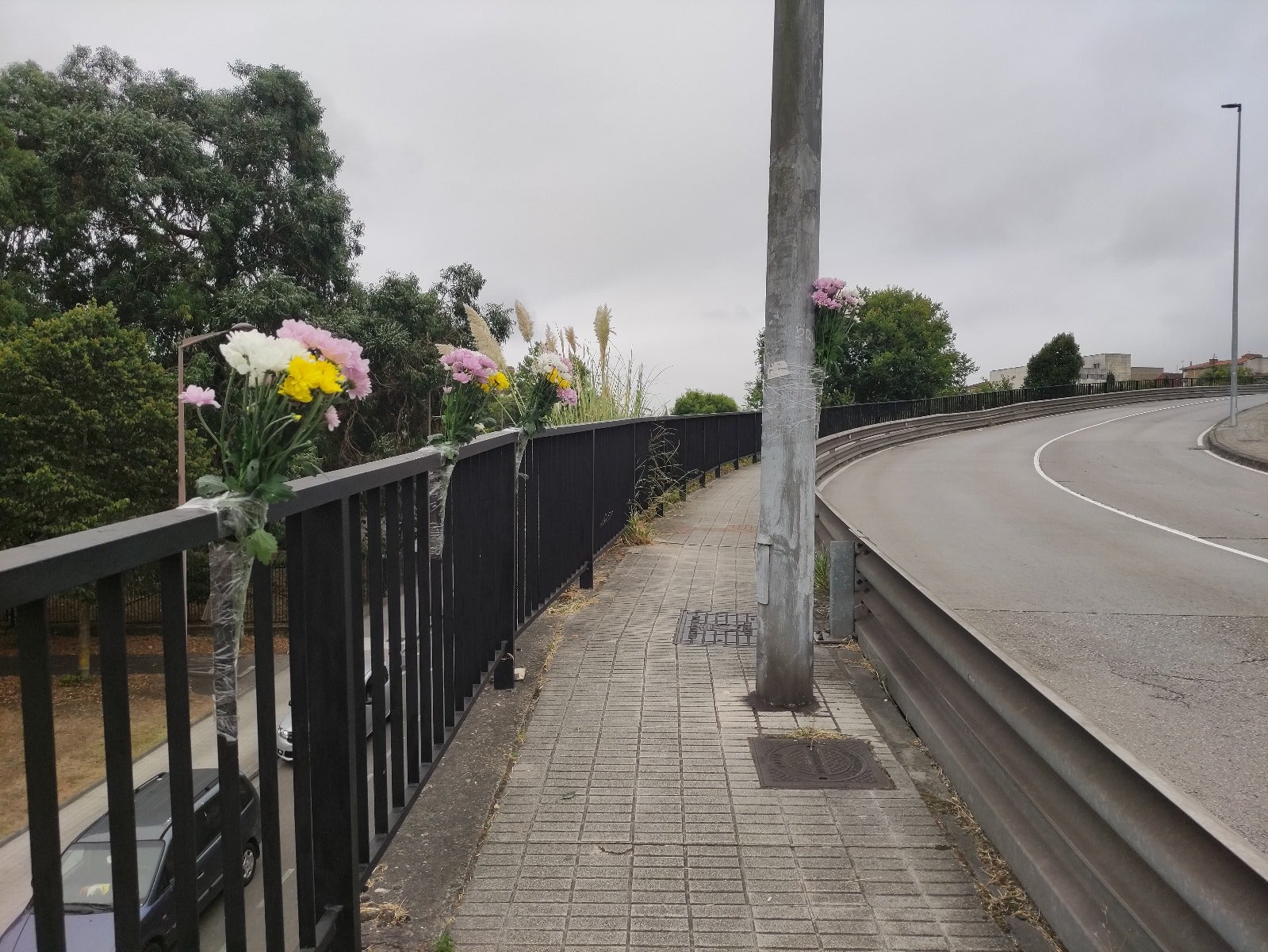 Barreras metálicas del puente que cruza la avenida Príncipe de Asturias, en la calle Sierra del Sueve.