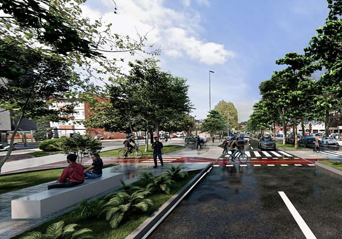 Recreación de la humanización de Príncipe de Asturias incluida en la propuesta de vial de Jove en superficie.