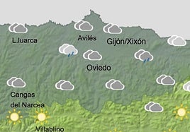Mapa del tiempo en Asturias.