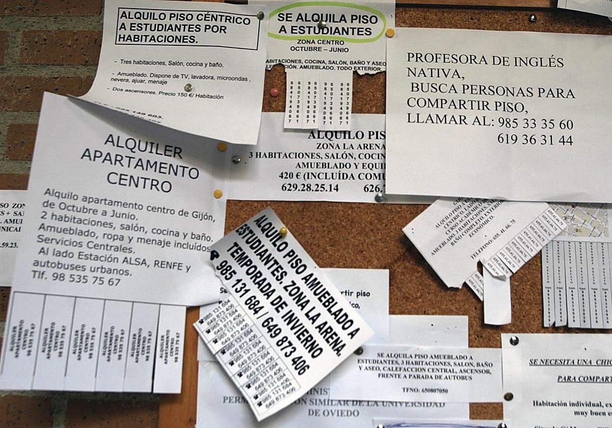 Anuncios para el alquiler de viviendas.