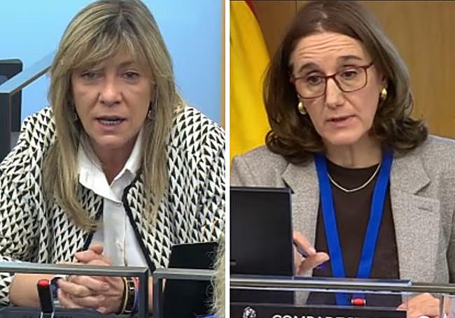 La diputada del PP, Esther Llamazares, y la secretaria general del Ministerio de Transportes, Rocío Bágena.