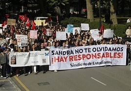 Protesta estudiantil en Oviedo contra el acoso escolar.
