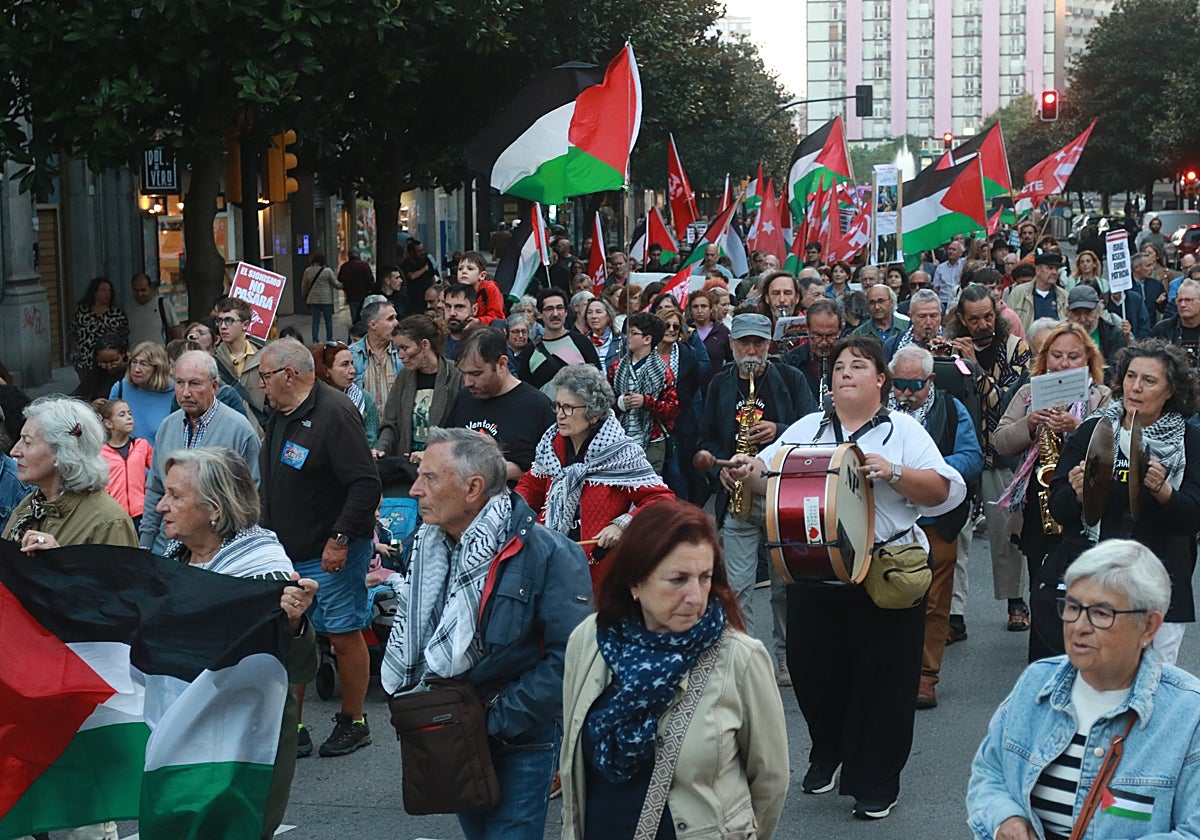 Manifestación a favor de Palestina en Gijón.
