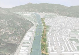 Recreación recogida en el PGO mierense donde se aprecia el gran bulevar una ver soterrada la autopista.