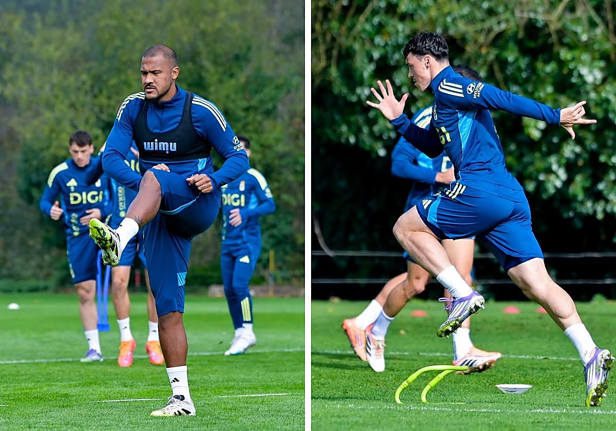 Samuel Rondón y Fede Viñas, en un entrenamiento esta semana.