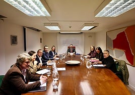 Adrián Barbón presidió la reunión del Gobierno regional, PSOE e IU-Convocatoria por Asturies con Covadonga Tomé, el pasado viernes.