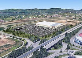 Recreación del híper de Costco en Bobes, junto a la autovía A-64.