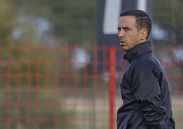 Borja Jiménez, durante el entrenamiento del jueves 6 en Mareo.