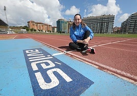 Alba García, en una imagen de archivo en el estadio de atletismo Yago Lamela de Avilés.