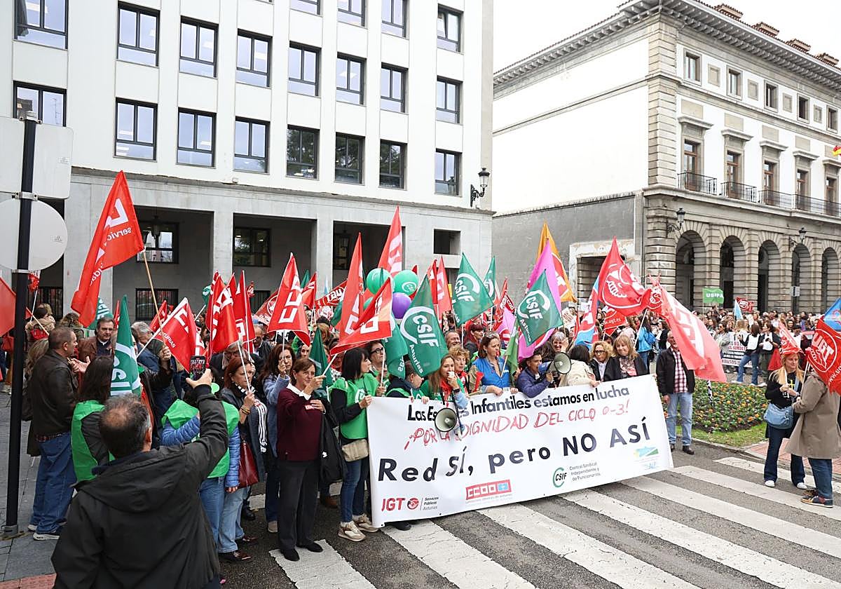 Manifestación celebrada este jueves en Oviedo.
