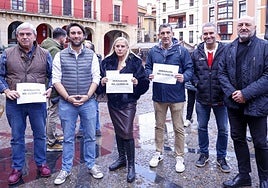 Representación del Partido Popular de Gijón, este domingo, en la plaza Mayor, en la concentración convocada por la Asociación de Propietarios de Vivienda contra la Inseguridad Jurídica.