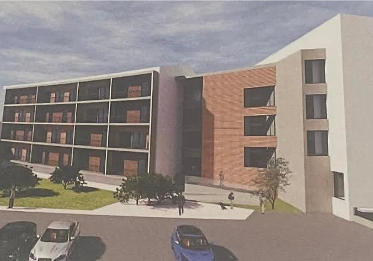 Recreación de los dos edificios que acogerán los 37 pisos para mayores en Turón