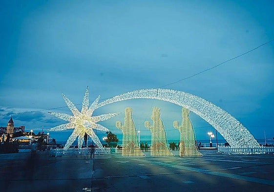 Recreación de la iluminación navideña en Gijón.