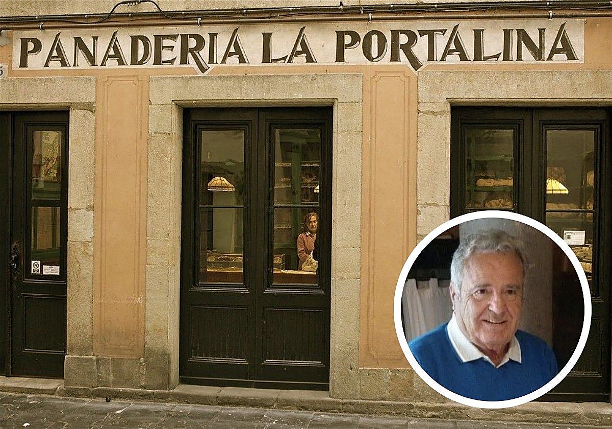 La panadería La Portalina, en Villaviciosa, y Herminio Sánchez Vitienes.