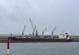 Imagen del barco 'Ursa Minor' en el que se ha encontrado la droga atracado en el puerto de Avilés.