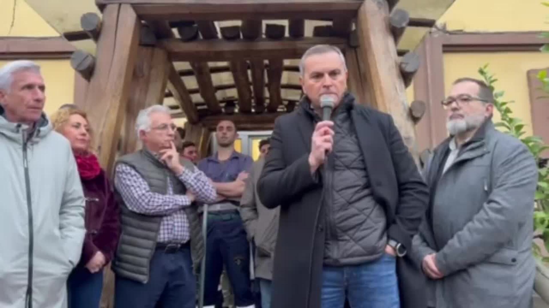 Protesta en Langreo para apoyar las reclamaciones de la Brigada de Salvamento Minero