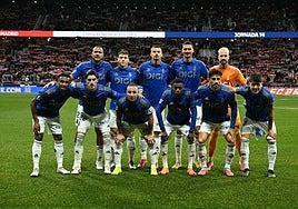 El once del Real Oviedo que empleó Luis Carrión en el Vicente Calderón.