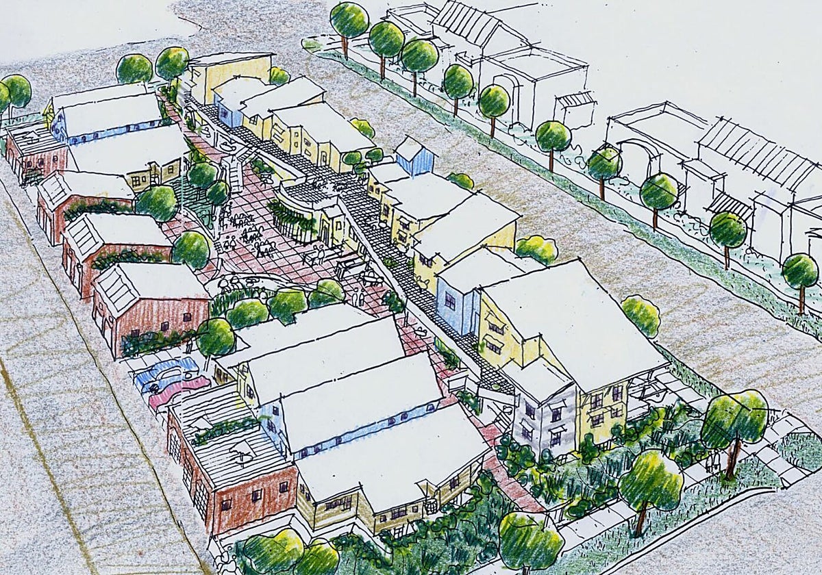 Uno de los bocetos con los que El Llar presenta su proyecto de 'cohousing' para Gijón.