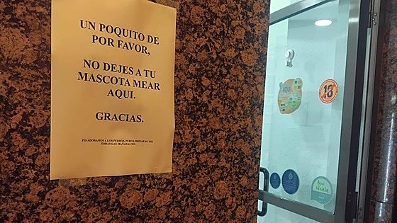 Un estanco de Avilés pide «un poquito de por favor»: «Adoramos a los perros, pero limpiar su pis no»