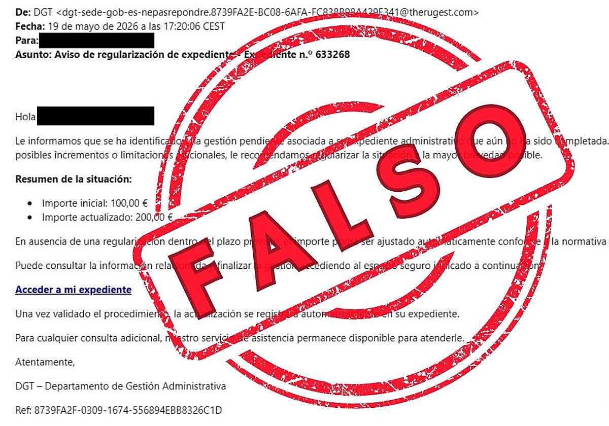 La DGT alerta sobre el envío de multas falsas a través del e