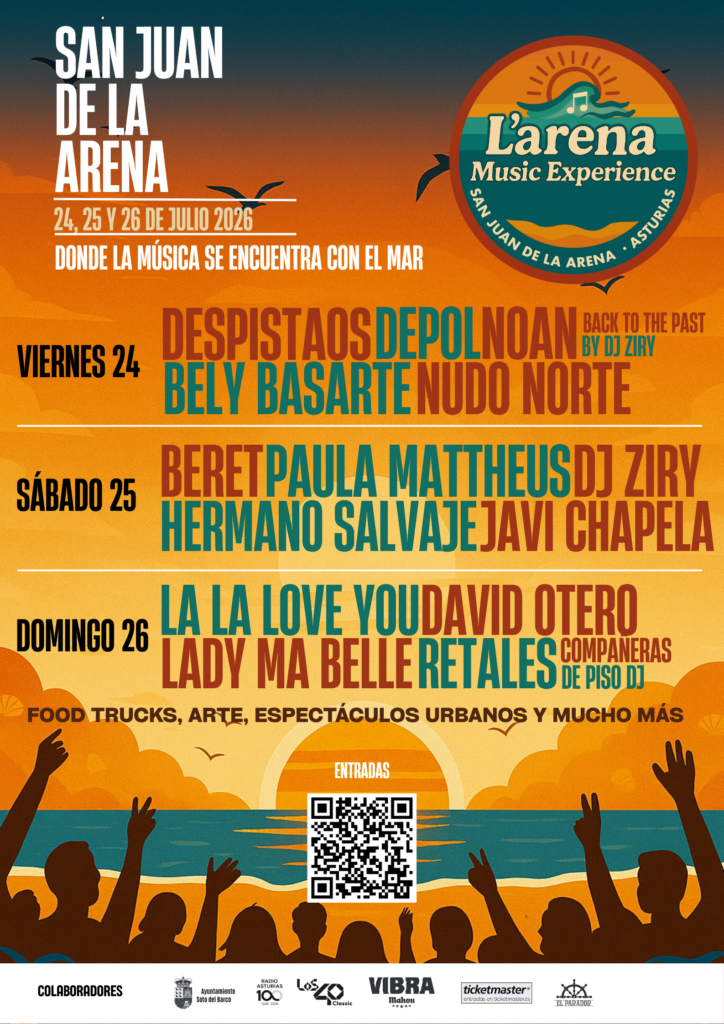 Cartel de L'arena Music Experience de San Juan de la Arena.