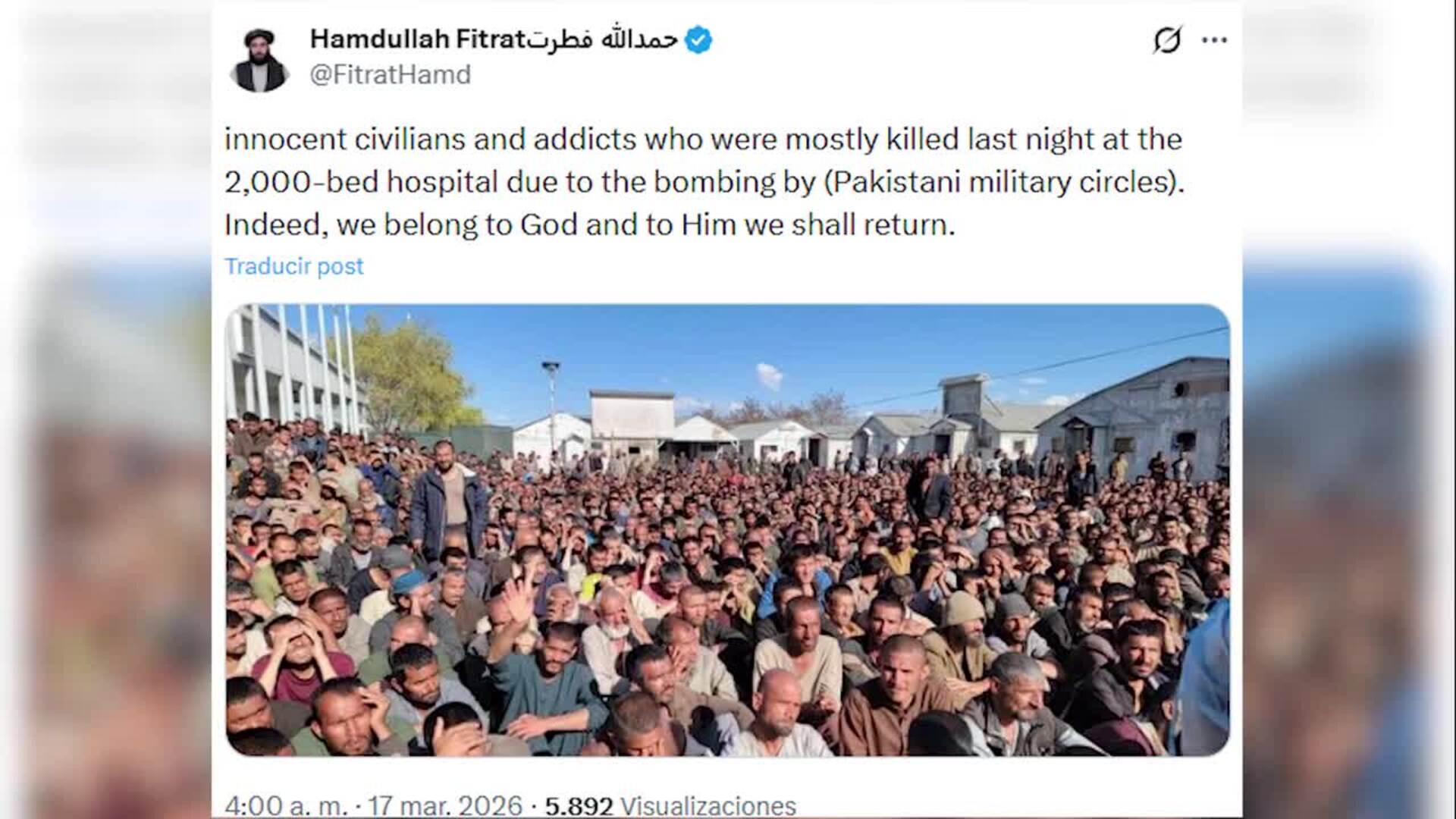Al menos 400 muertos y 250 heridos en el bombardeo de Pakistán contra ...