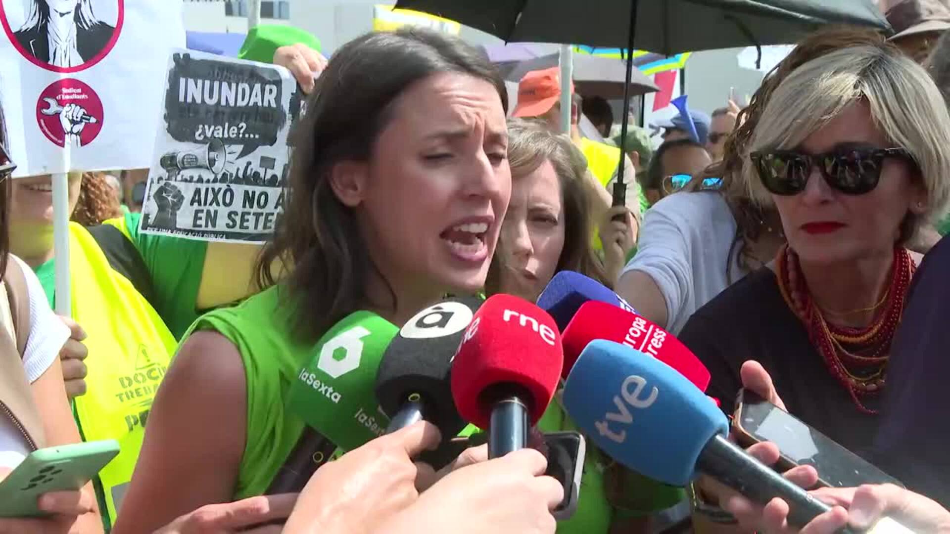 Irene Montero critica la falta de "propuesta seria" de las Generalitat al profesorado en huelga