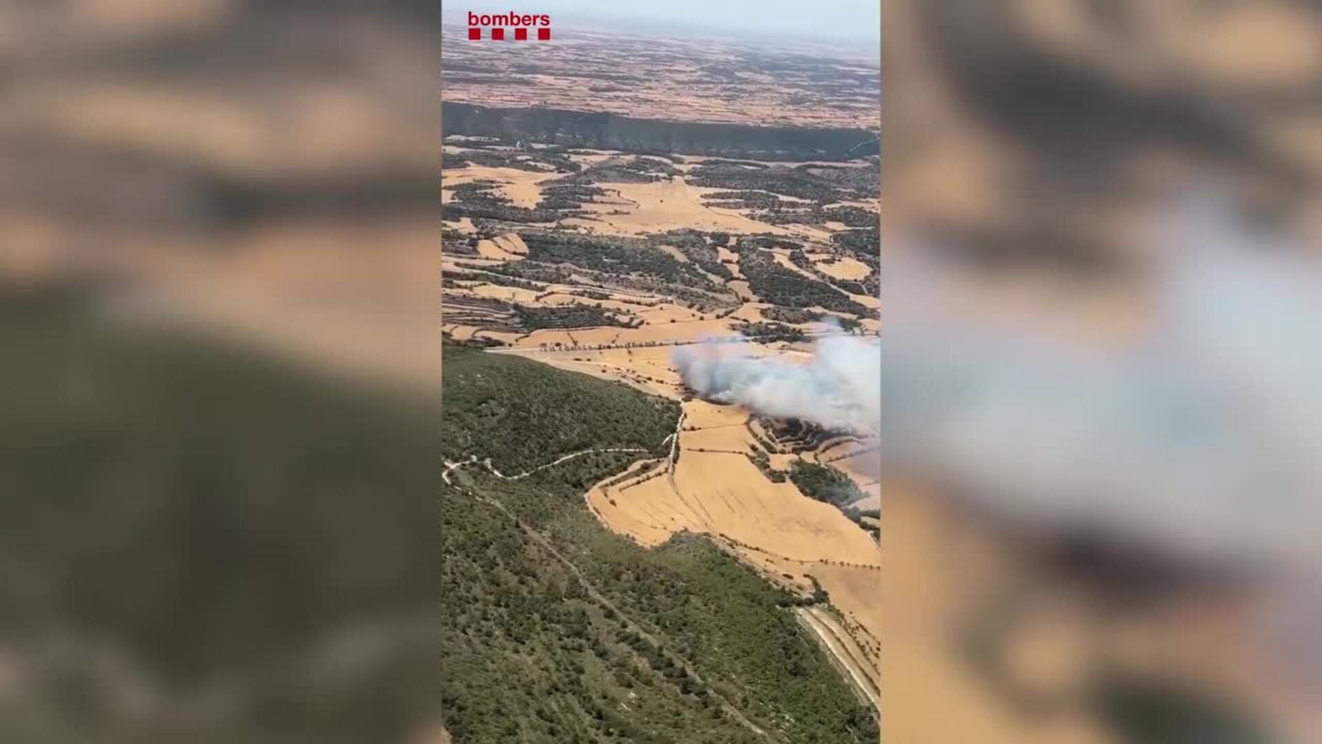 Estabilizado el incendio de vegetación en Sanaüja (Lleida), en el que siguen trabajando Bombers