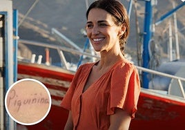 Paula Echevarría en una imagen de una de sus últimas producciones, Monstruo. En el círculo, su tatuaje nuevo.