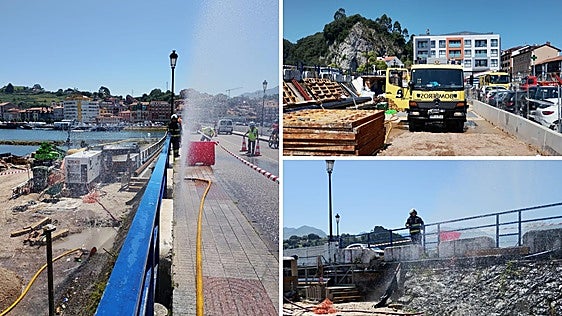 Complicado lunes en Ribadesella por una fuga de gas declarada en las obras del puente