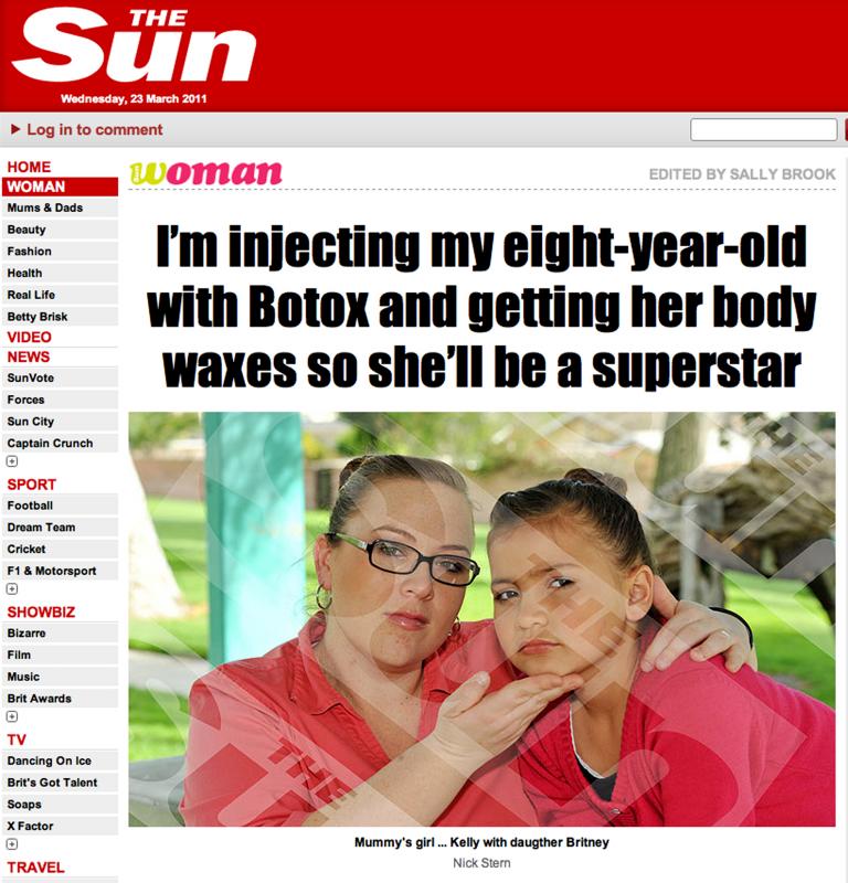 Una madre británica retoca con bótox a su hija de 8 años