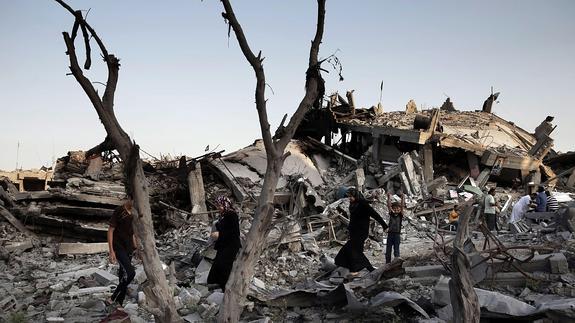 Ruinas en Shejaiya, en la Franja de Gaza.