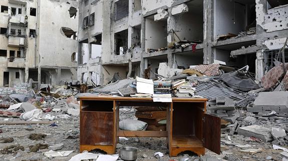 Destrucción en las calles de Gaza. 