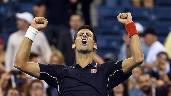 Djokovic celebra su victoria ante Andy Murray. 