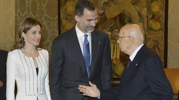 Los Reyes, con el presidente de la República italiana. 