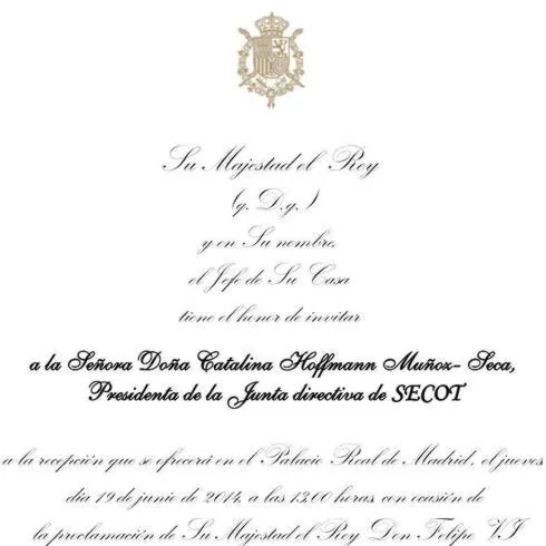 La invitación de la Casa Real.