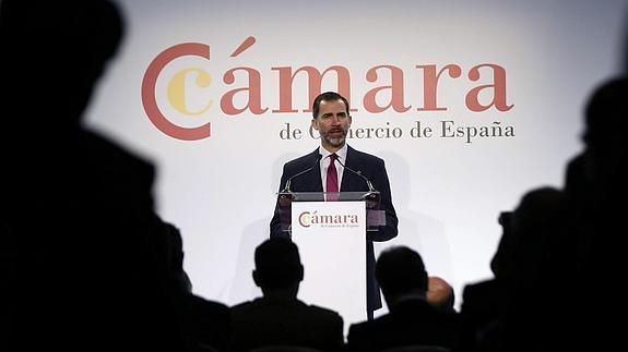Felipe VI, durante la presentación de la Cámara de Comercio de España 