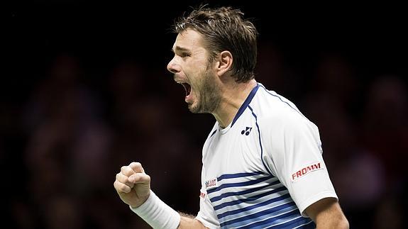 Wawrinka celebra su victoria. 