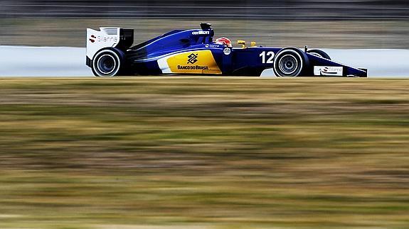 Felipe Nasr, rodando en Montmeló. 