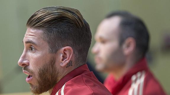 Sergio Ramos, este jueves, en rueda de prensa.  