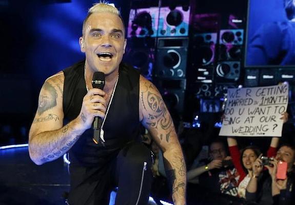 Robbie Williams, durante el concierto en Madrid. 