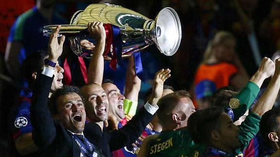 El Barcelona celebra la 'Champions' lograda hace unas semanas. 