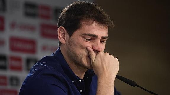 Casillas, durante la rueda de prensa de su despedida. 