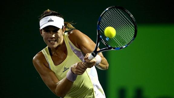 Garbiñe Muguruza, durante su enfrentamiento ante Nicole Gibbs.