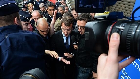 Emmanuel Macron, a su llegada al acto. 