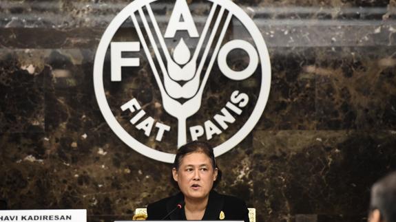 La princesa Maha Chakri Sirindhorn, la segunda hija del último rey de Tailandia, durante la reunión de la FAO en Bangkok.