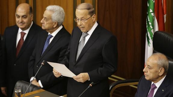 Aoun tras jurar su cargo de presidente